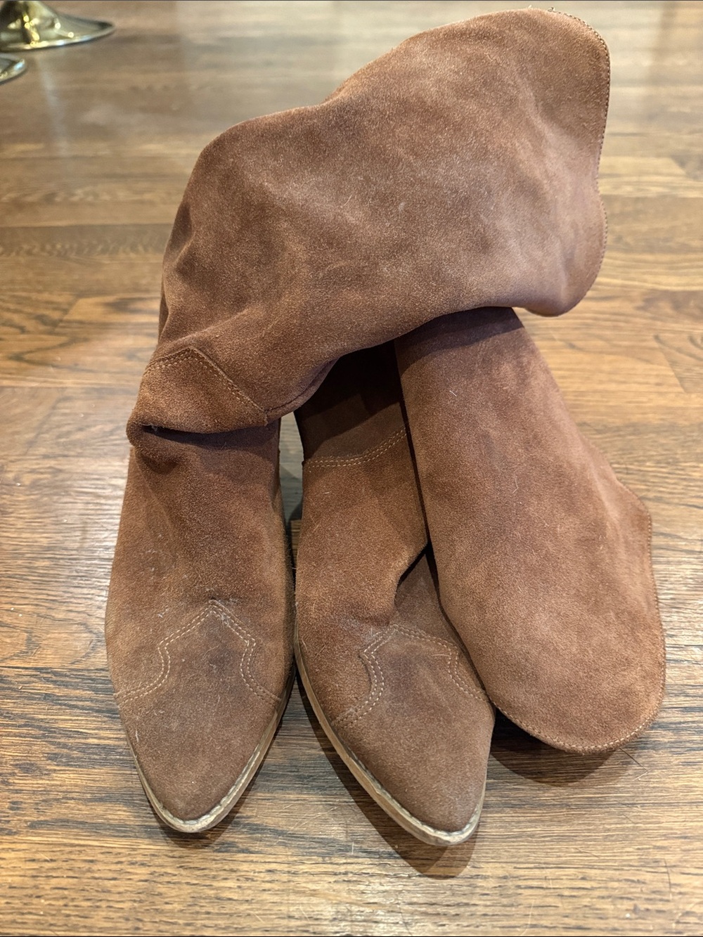 Free People Brown Suede Mid-Calf Heeled Boots - Picture 3 of 3